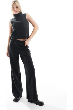 ONLY Soft texture wide leg pants in dark - part of a set