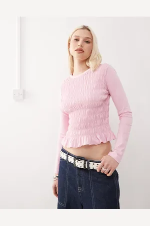 Reclaimed Shirred long sleeve top in