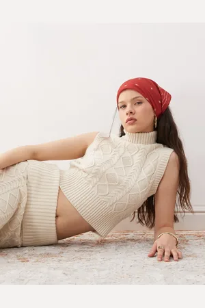 COLLUSION Cable knit top in ecru - part of a set