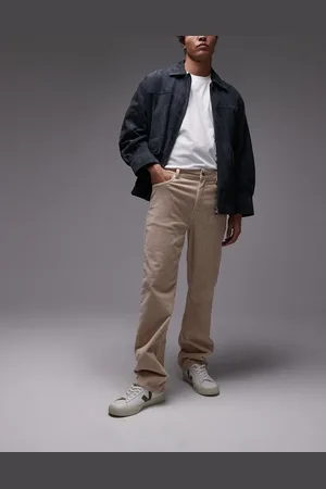Topman Cord straight pants in stone