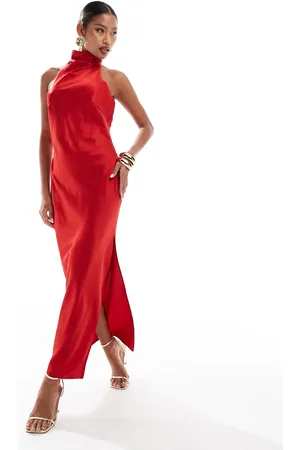 Jarlo Halter neck satin midi dress in