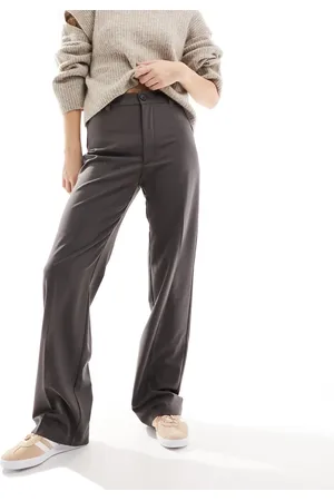 Pull&Bear High rise tailored straight leg pants in dark