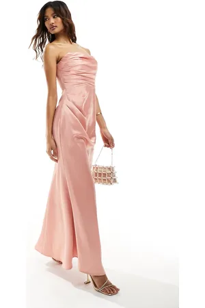 Jarlo Structured bandeau satin maxi dress in blush
