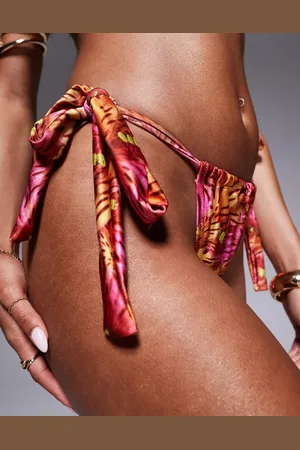 Candypants Abstract printed tie side bikini bottom in
