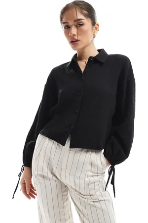 ASOS Cropped textured cotton shirt in