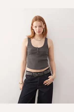 COLLUSION Ribbed button camisole in heather