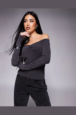 River Island Sweetheart neck top in dark