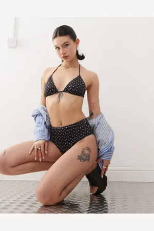 Monki Mix and match high waist bikini bottom in and white polka dot