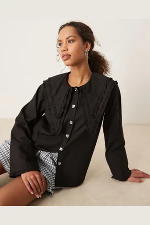Ghospell Oversized collar shirt in coal