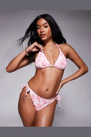 River Island Floral eyelet bikini bottom brief in light