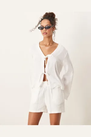JDY Tie front cheesecloth shirt in - part of a set