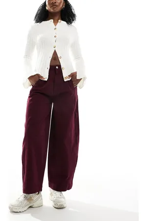 ASOS Seamed barrel pants in dark cherry