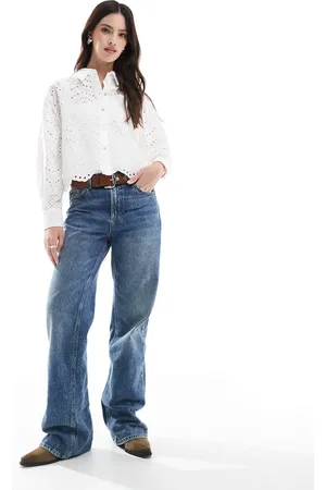 ONLY Cropped pointelle shirt in