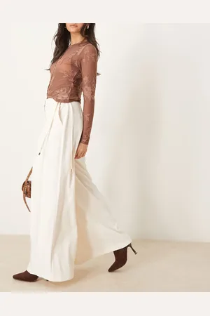 ASOS Tailored wide leg pants with pleat detail in off white