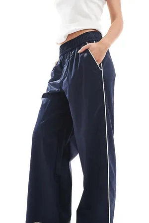 ONLY Contrast piping wide leg pants in