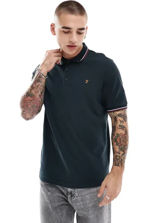 Farah Alvin short sleeve polo shirt in with tipping