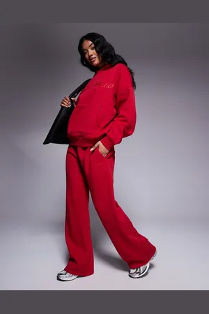 Kaiia Embroidered script logo wide leg sweatpants in - part of a set