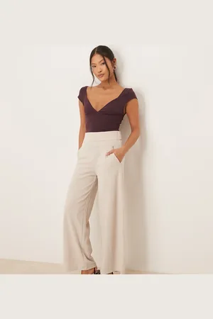 JDY Wide leg tailored pants in beige