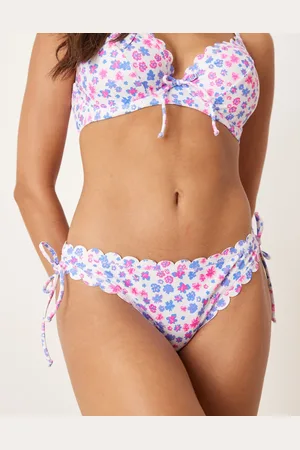 Peek & Beau Fuller Bust scallop ditsy high leg bikini bottom in