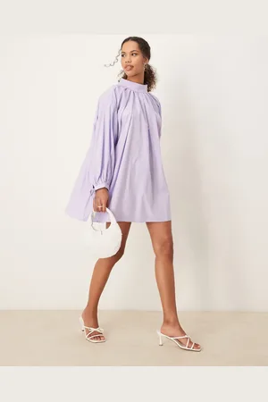 Ghospell Pleated bow mini dress in lilac