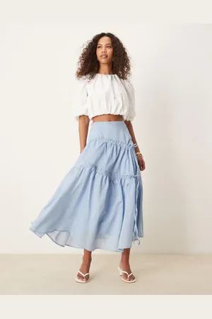 Ghospell Ruched midi skirt in sky