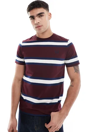 Fred Perry Horizontal bold stripe t-shirt in burgundy and white