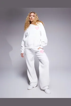 Kaiia Love hearts deep waistband logo sweatpants in - part of a set