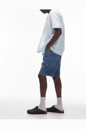 Only & Sons Fade loose fit denim shorts in mid wash