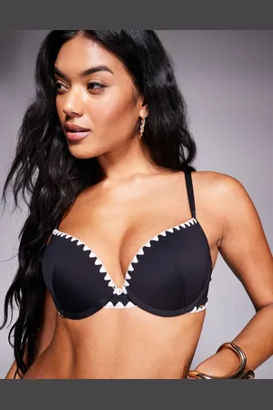 Boux Avenue Mono whipstitch underwire bikini top in black