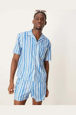 Free Society Striped short sleeve beach shirt in