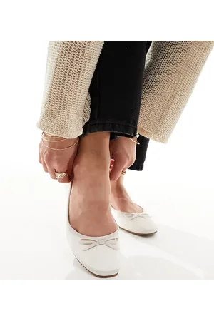 ASOS Wide Fit Lullaby basic bow ballet flats in ivory