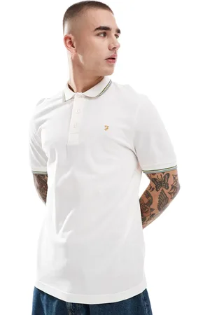 Farah Alvin short sleeve polo shirt in with tipping