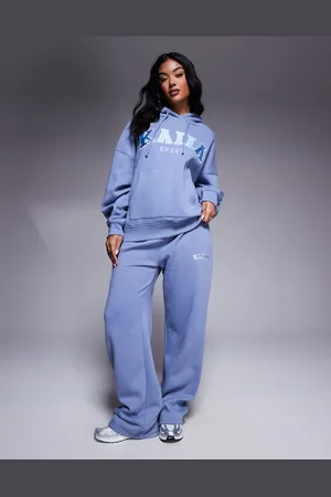 Kaiia Embroidered logo wide leg sweatpants in light - part of a set