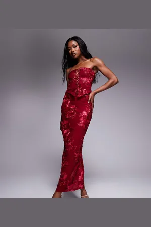 Murci Exclusive mesh column maxi skirt in textured floral applique - part of a set