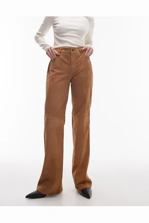 MANGO Suede flared pants in