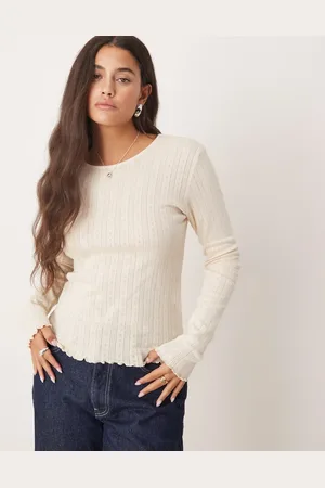 JDY Long sleeve lettuce edge top in