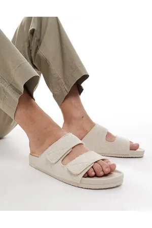 ASOS Two strap sandals in beige linen