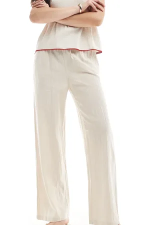 ONLY Wide leg linen look pants in beige