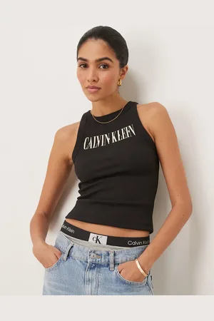 Calvin Klein Script logo rib tank top in