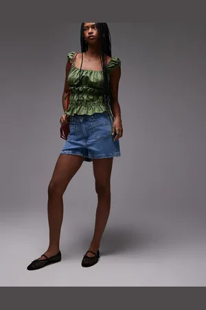 MANGO Pocket front slim denim shorts in light