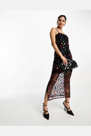 Never Fully Dressed Metallic space print midaxi dress in