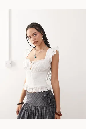 Reclaimed Western cowgirl prairie top in broderie