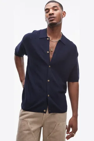 Topman Pointelle knit polo shirt in
