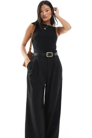 Stradivarius Petite pleated wide leg pants in