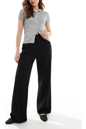 ONLY Tie waist wide leg pants in