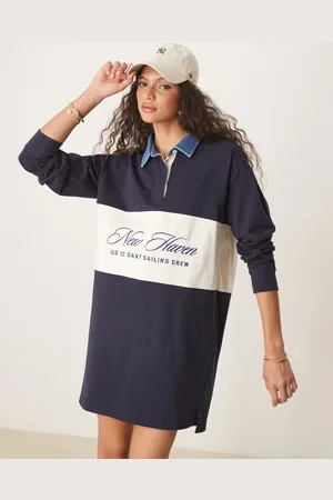 GANT Varsity logo color block sweater dress in