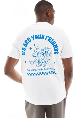 Farah Limscott T-shirt in with pizza chest and back print