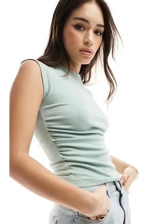 Stradivarius Ruched short sleeve top in light