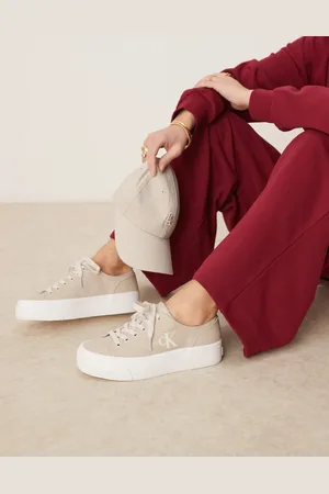 Calvin Klein Vulc flatform canvas sneakers in beige