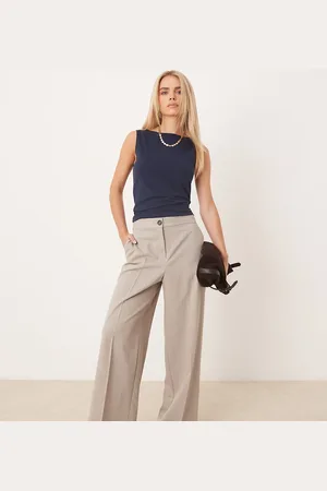 ASOS Petite tailored relaxed pants in mink stripe